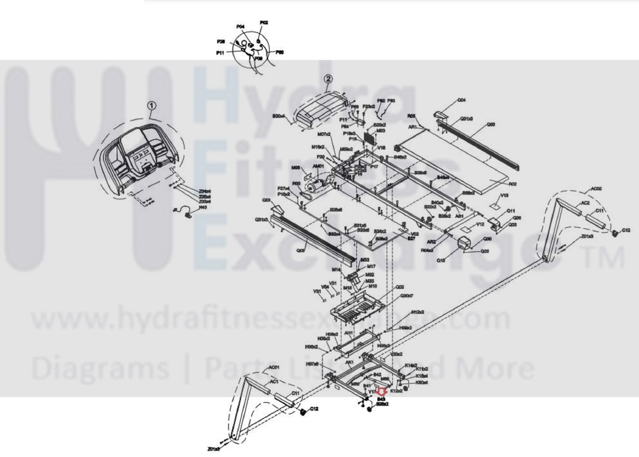 テムジン　エアリアル　レベルストローク Horizon Fitness T101-07-TM1020 Treadmill Button Head Screw M8X1