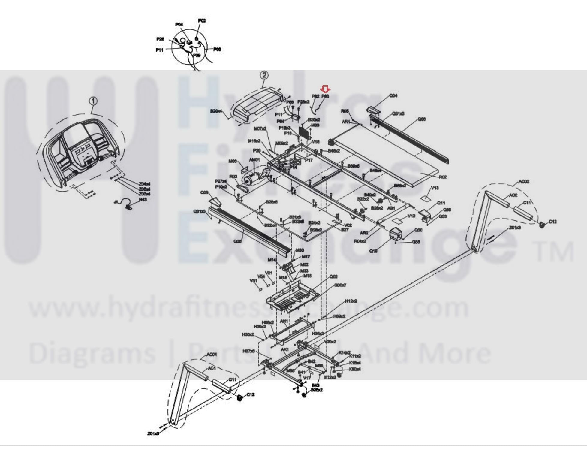 まりもページ Horizon Fitness T101-07-TM1020 Treadmill Central Board Power Wire