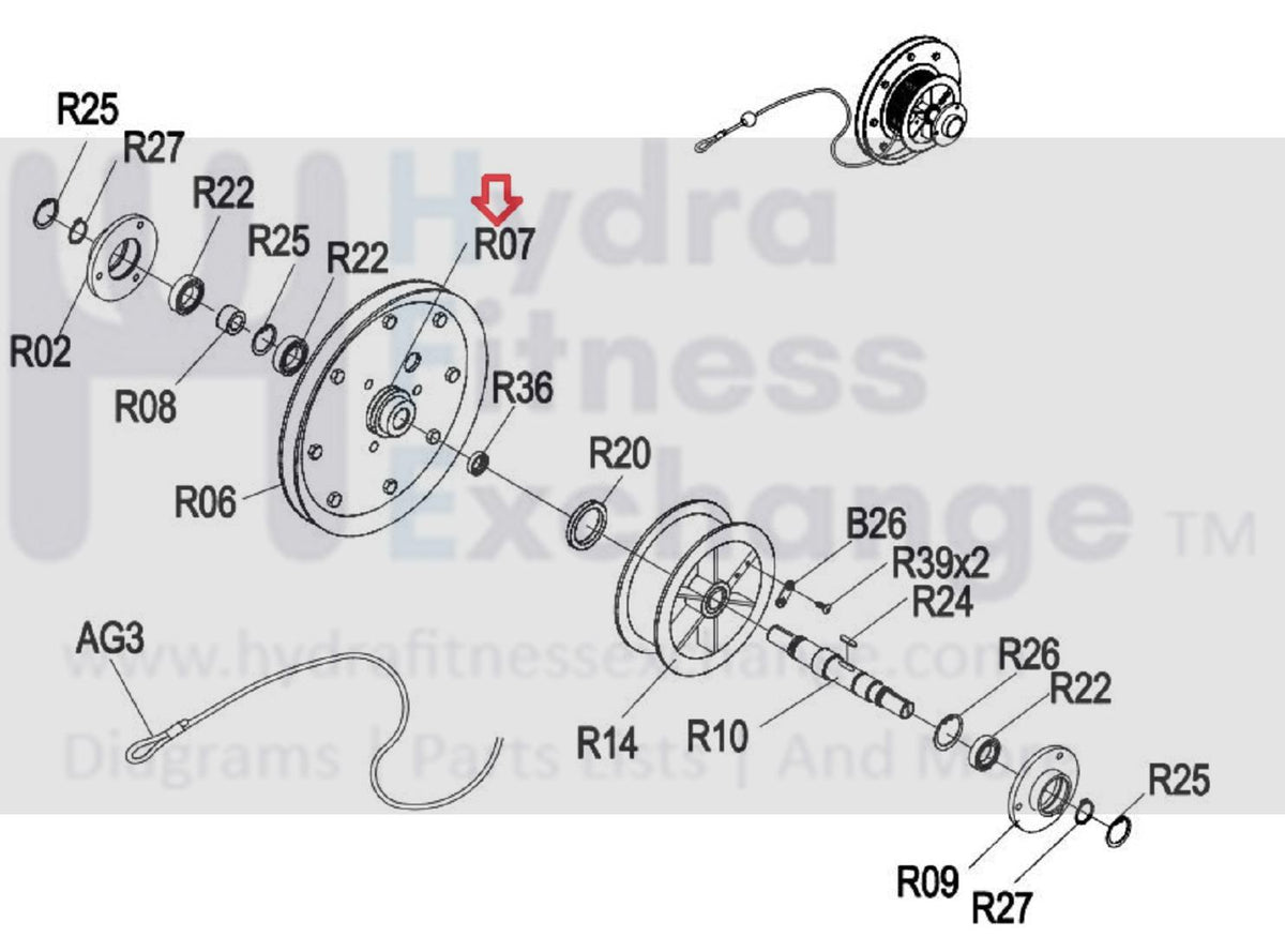 Horizon Matrix Fitness Oxford 5 - AR50B W1x-G4 - AR09 Rower Pulley Hub ...