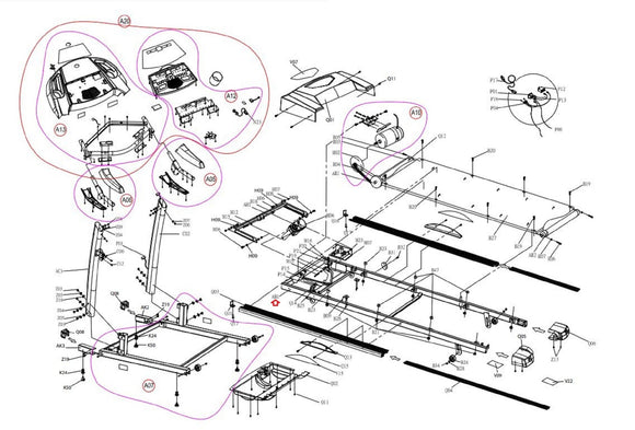 Horizon Matrix Merit Fitness Livestrong Treadmill Main Frame Set-hydrafitnessparts