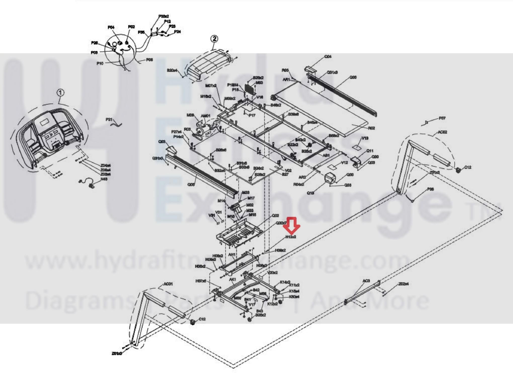 Horizon T101-07 T202-06 Treadmill Button Head Special Screw M8x1