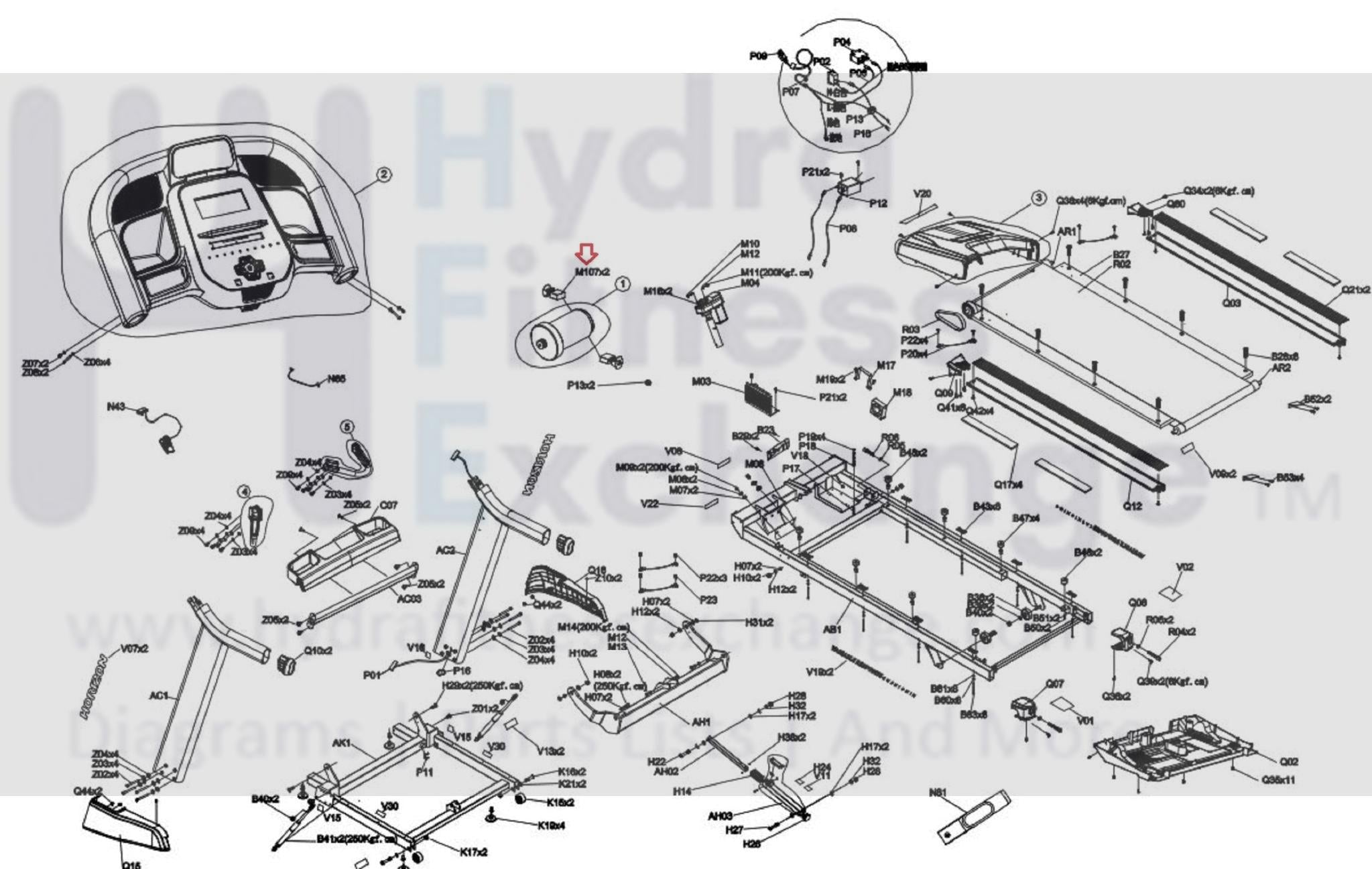 Horizon Vision Fitness 7.4AT-04 PST8 T9500 T9600 Treadmill Motor