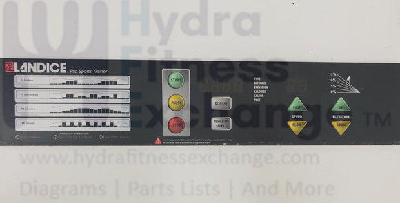 Landice L7 Pro Sports Trainer Treadmill Display Console Overlay Panel 12 Pin-hydrafitnessparts