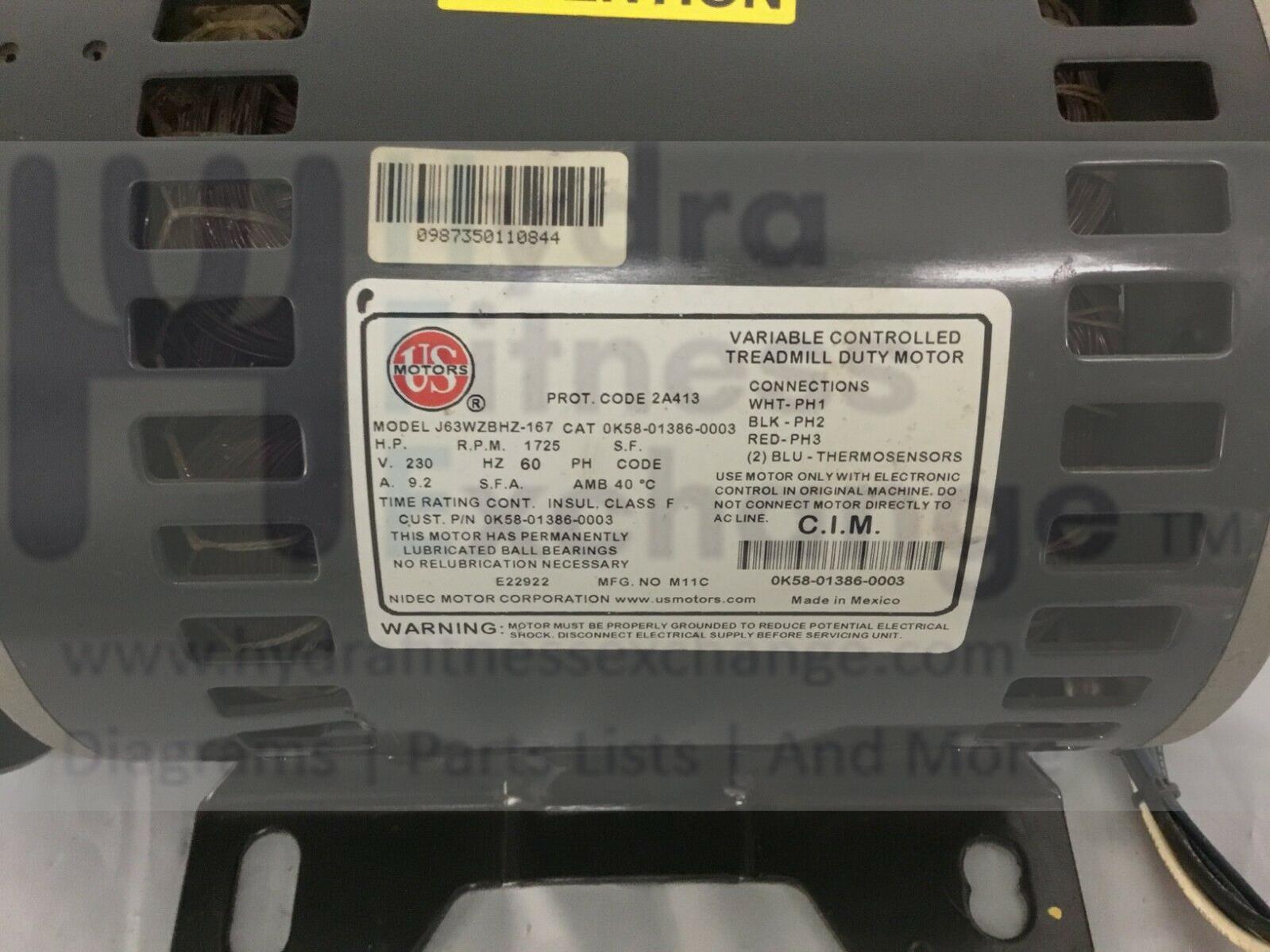 Life Fitness Commercial Treadmill DC Drive Motor J63WZBHZ-167 AK58