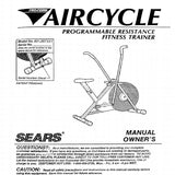 Life Styler Aircycle - 831.287521 Stationary Bike Owner Manual 107296-hydrafitnessparts