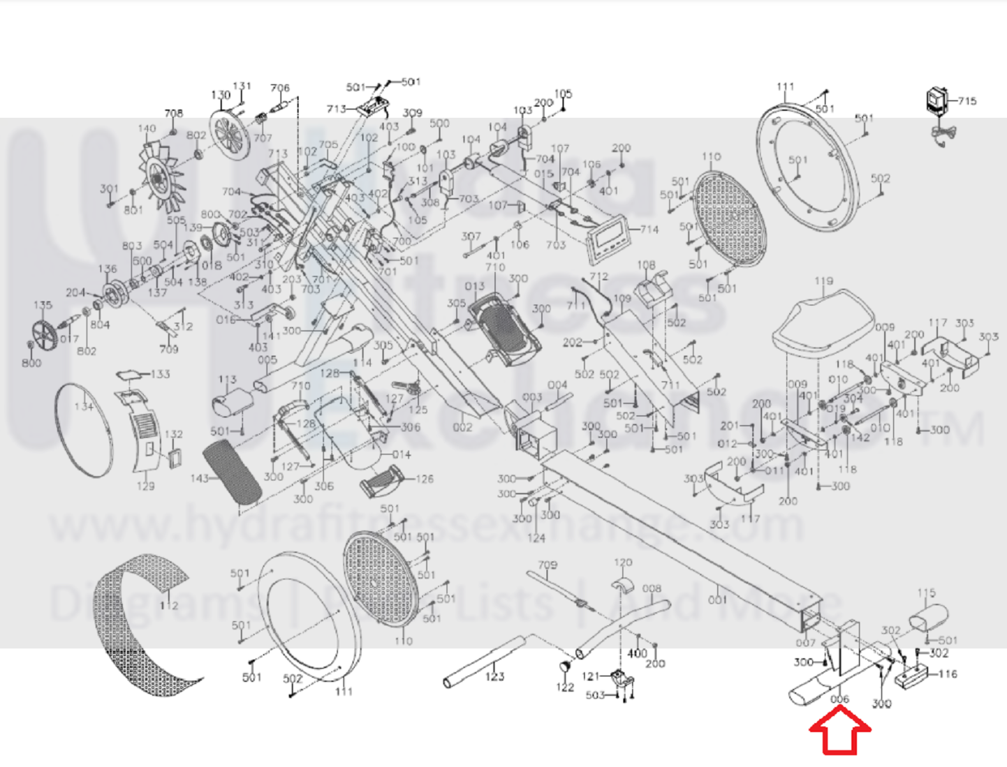 Lifecore R100 - R100APM Rower Rear Foot Stabilizer R100-006 ...