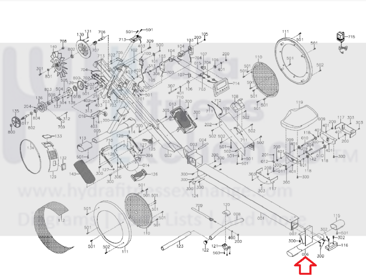 Lifecore R100 - R100APM Rower Rear Foot Stabilizer R100-006 ...