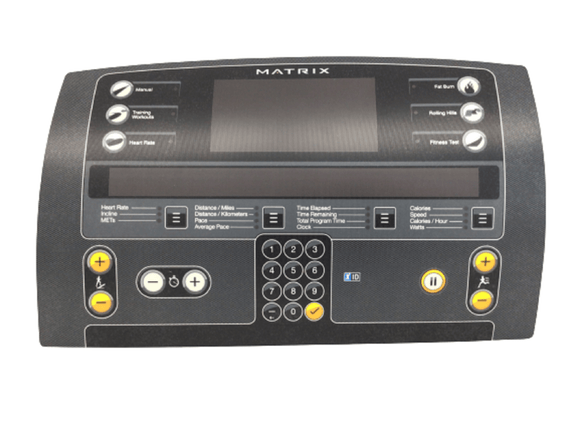 Matrix Fitness T3x - TM707,TM523 Treadmill Console Overlay Up English 1000362143-hydrafitnessparts