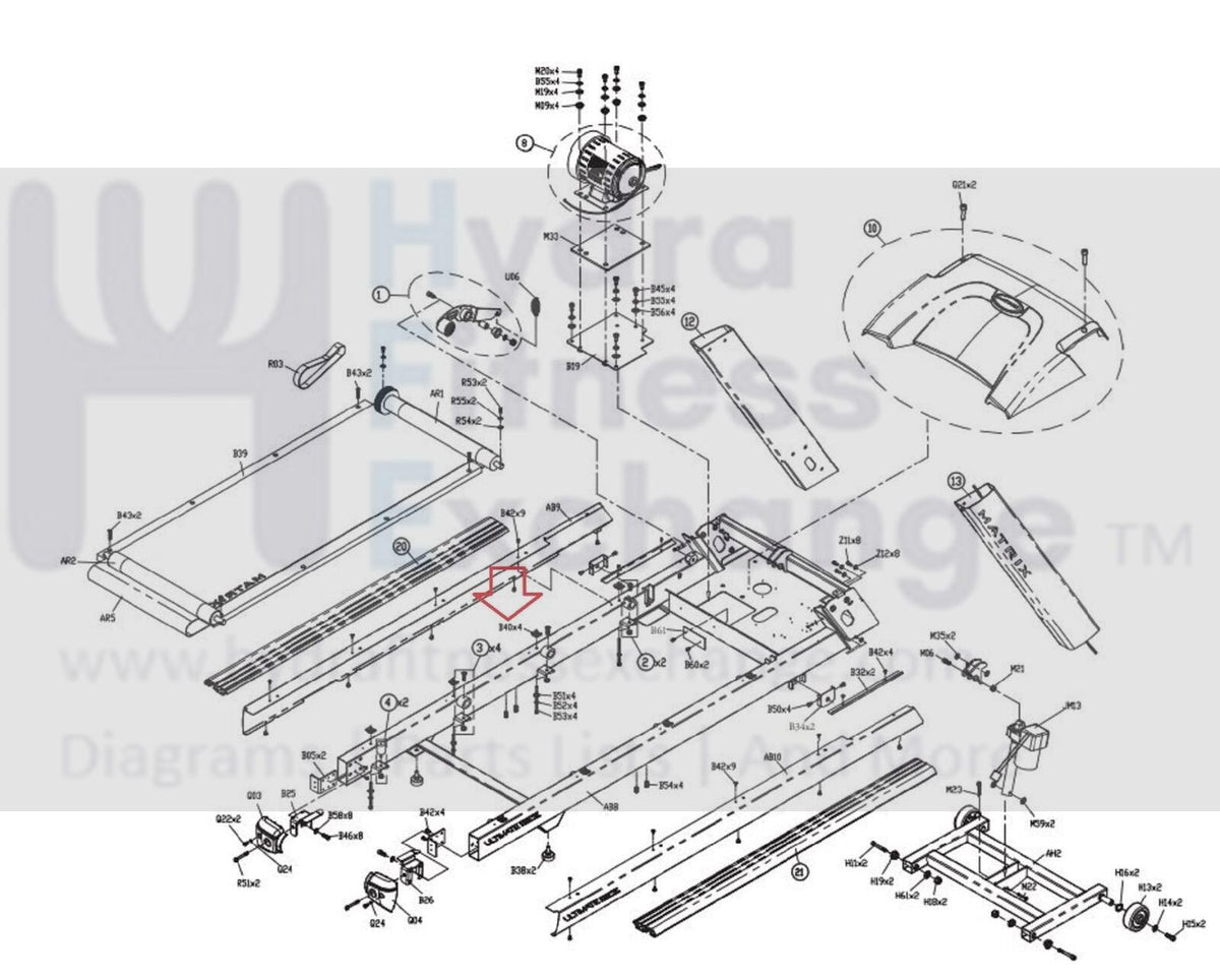 Matrix Fitness T3xe T3x Treadmill Side Rail Fixing Bracket Set 0000093 ...