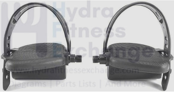 Nautilus R916 U916 Bike Universal Left and Right Pedal with Strap 95-0614-hydrafitnessparts