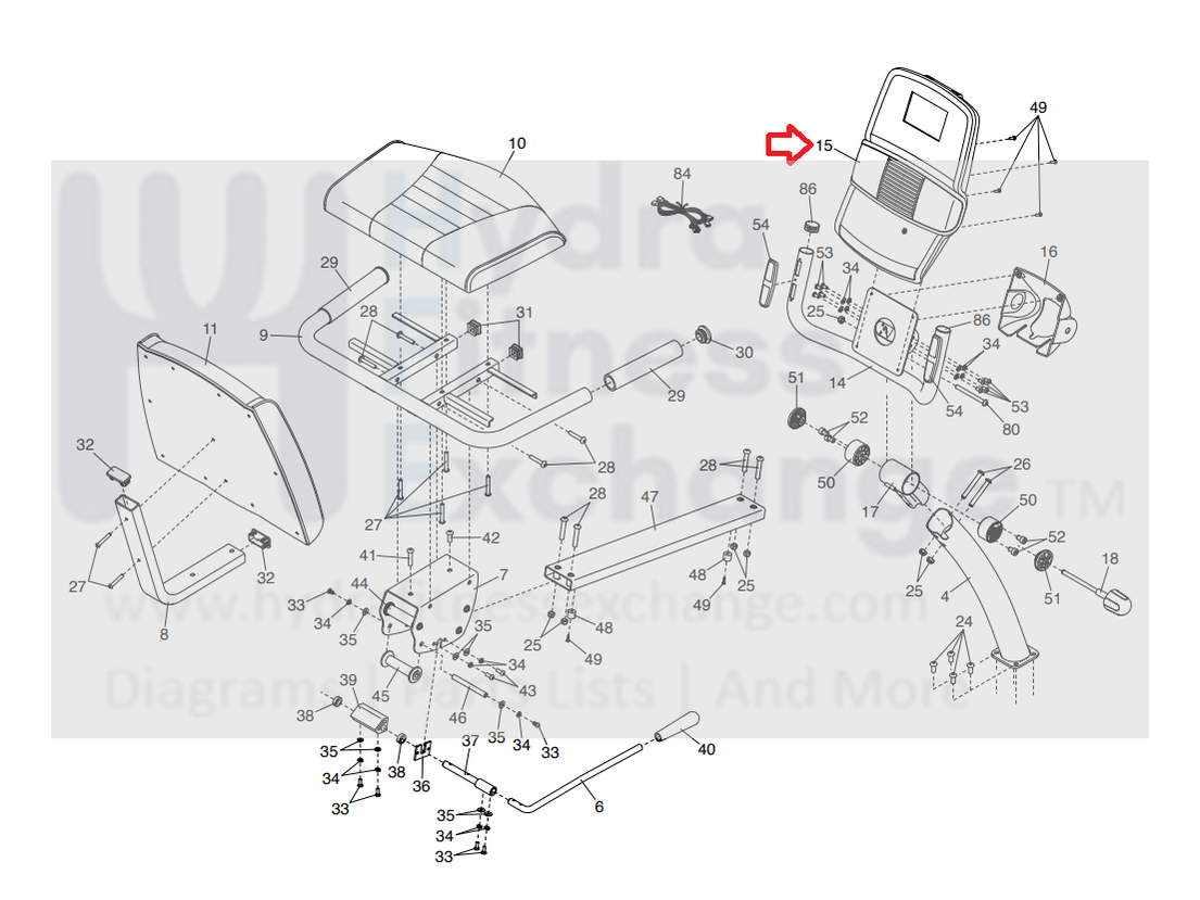 NordicTrack GX 4.7 R - VR19 Upright Bike Display Console Assembly