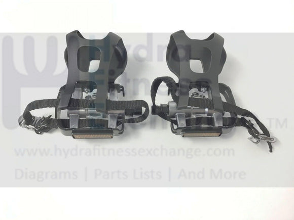 NordicTrack Reebok Indoor Cycle Left & Right Pedal Pair Set w/Straps 308857-hydrafitnessparts