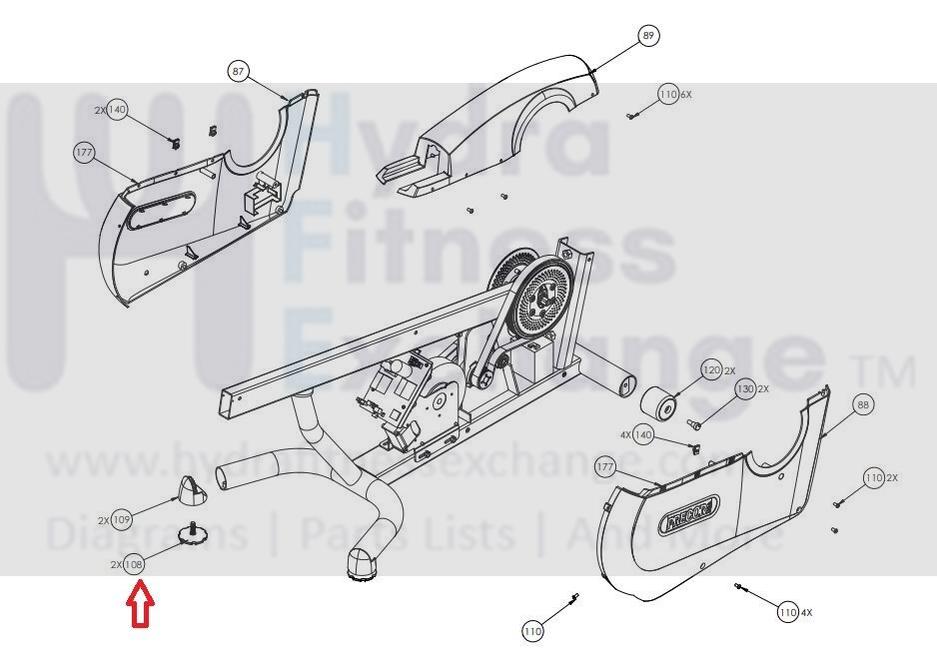 Precor AA72 AACA ADFA Recumbent Bike Leveling Foot Leveler PPP00000030 ...