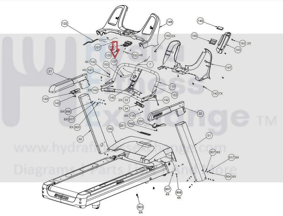 Precor Treadmill PCA Grip Wire Harness PPP000000047342045-hydrafitnessparts