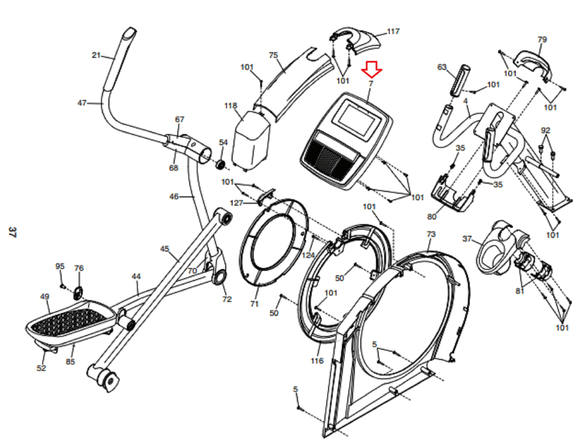 ProForm CARBON E7 Elliptical Display Console Assembly 416462-hydrafitnessparts