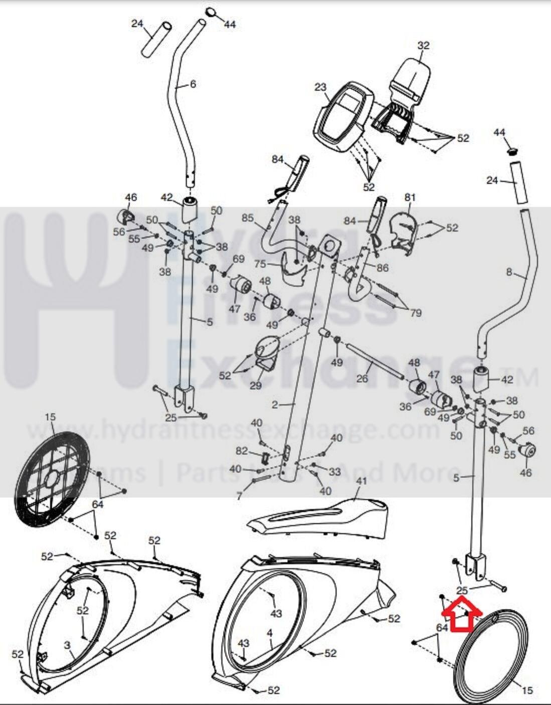 Healthrider Rider Parts Proform Gold's Gym HealthRider Weslo Elliptical Union Bolt Screw Set M ...