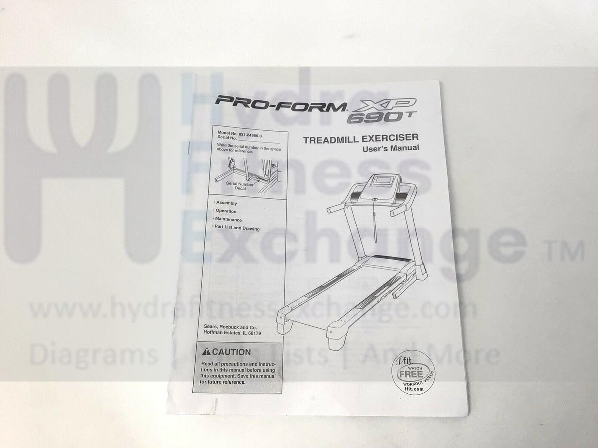 Proform XP 690T - 831.249660 Treadmill User Manual 290858 ...