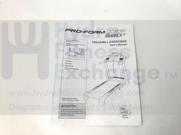 Proform XP 690T - 831.249660 Treadmill User Manual 290858 ...