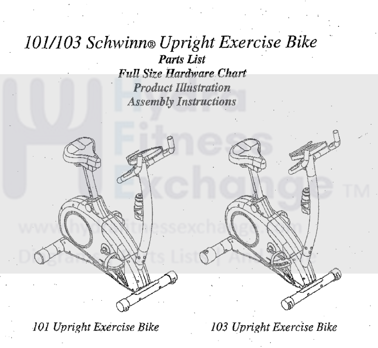 schwinn bicycle pump directions Schwinn 103 201 203 Stationary Bike Owner Manual 18108