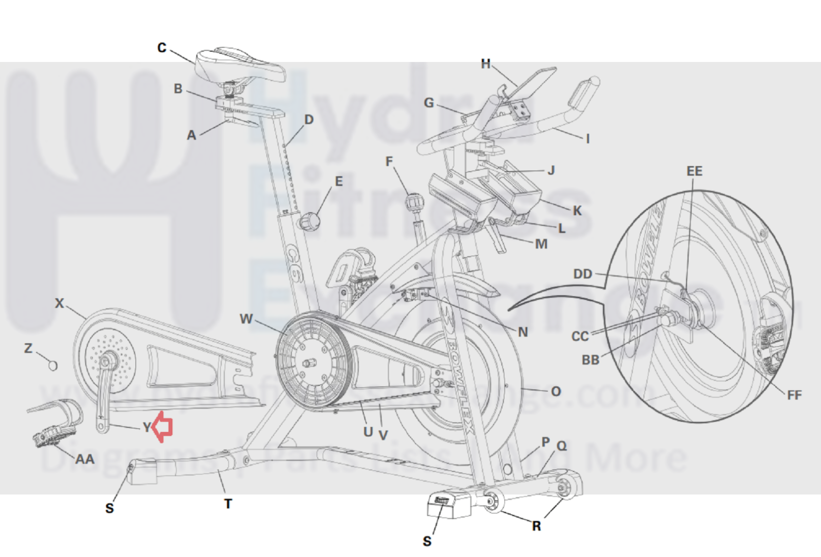 Hydra Fitness Exchange Right Crank Arm 8016040 Works with C6 IC3 IC7 Stationary Bike, Size: One size