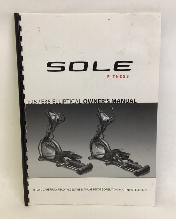 Sole Fitness E35 E25 525012 2013 Elliptical Owner's Manual-hydrafitnessparts