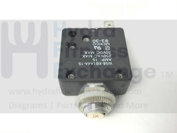 Spirit BH Fitness Treadmill Power Entry Circuit Breaker 15A 021507-hydrafitnessparts