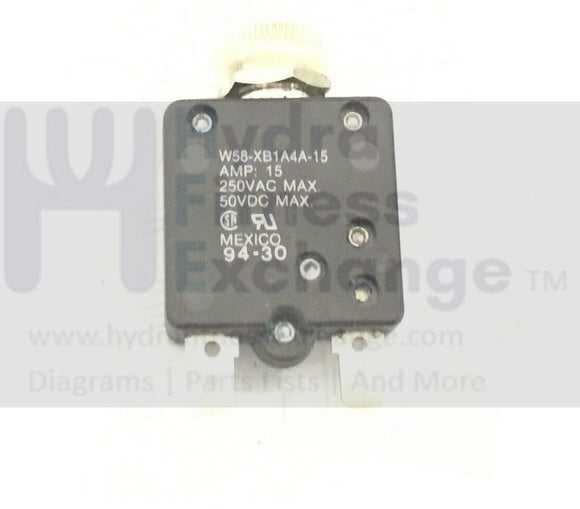 Spirit Fitness 225 ESP Treadmill Circuit Breaker 15A w58-XB1A4a-15-hydrafitnessparts