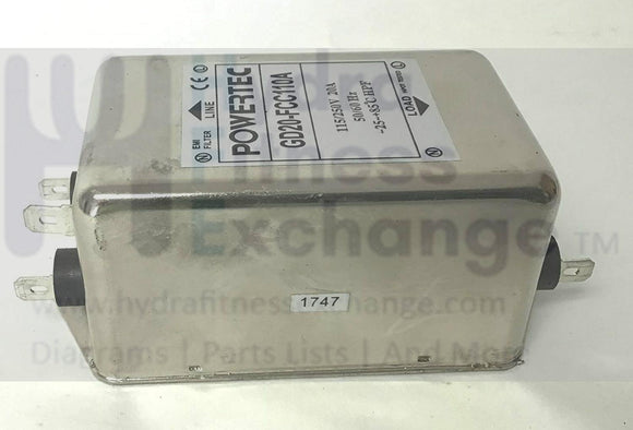 Spirit Fitness CT850-2014 Treadmill Power Line Filter GD20-FCC110A F060010-hydrafitnessparts