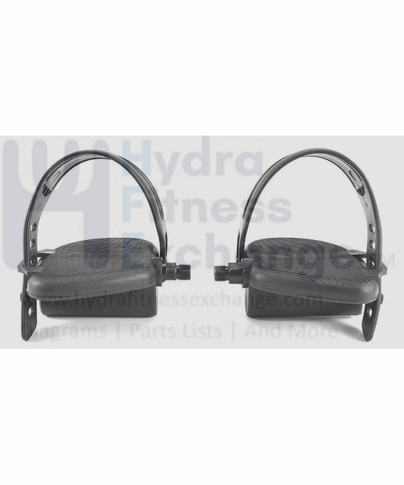 Spirit Residential Recumbent Bike Pedal Pair Set with Straps 9/16