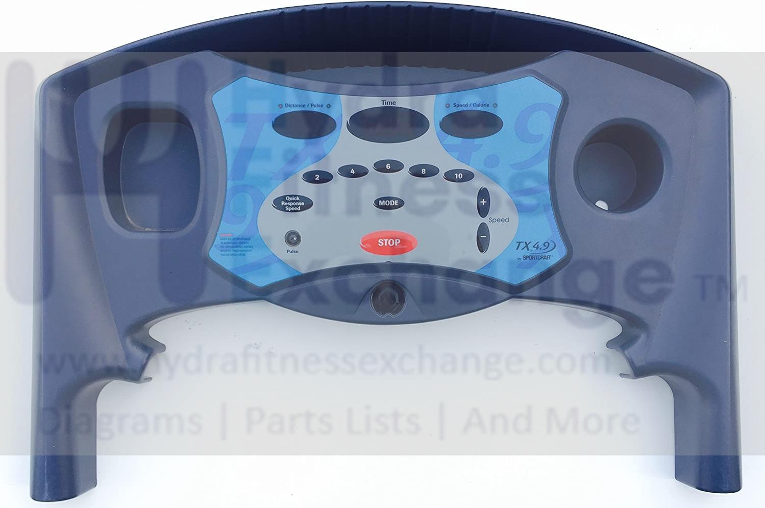 Sportcraft tx4.9 tx 4.9 Treadmill Console Upper Display Overlay
