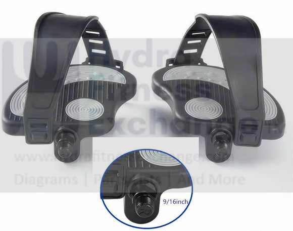 Sportsart Recumbent Bike Left or Right Pedal Pair Set with Straps 9/16