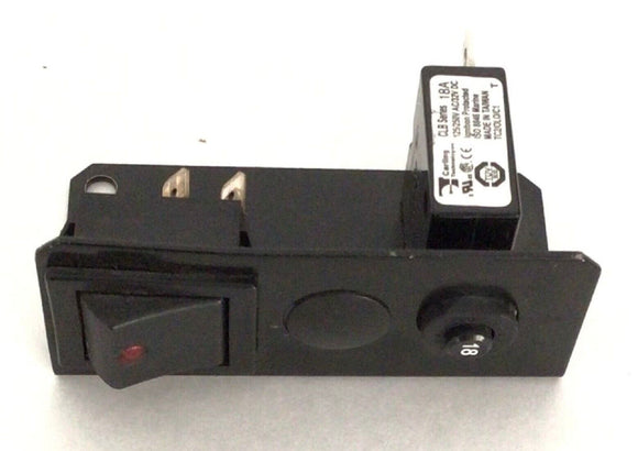 Star Trac Treadmill Power Entry On Off Switch and Circuit Breaker 18A with Plate-hydrafitnessparts