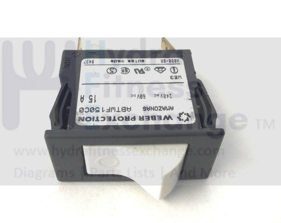 Tunturi J660 J77P J440 Treadmill Power Entry Weber On Off Switch 403470-hydrafitnessparts