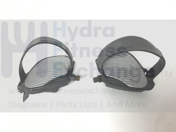 Used Lifecore Fitness 1050RBS Recumbent Bike Pedal Pair Left & Right w/ Straps 9/16