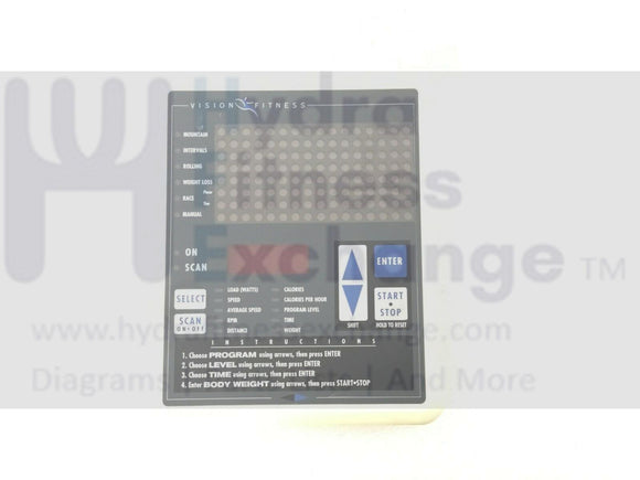 Vision Fitness R2200 (MRB43) Recumbent Bike Display Console Assembly 019704-A-hydrafitnessparts