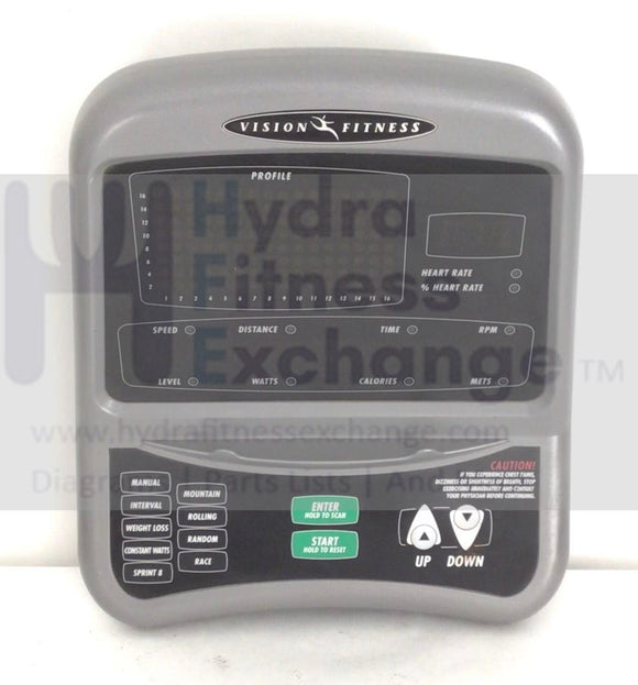 Vision Fitness R2250HRT X6100 Recumbent Bike Display Console Assembly 014222-AA-hydrafitnessparts