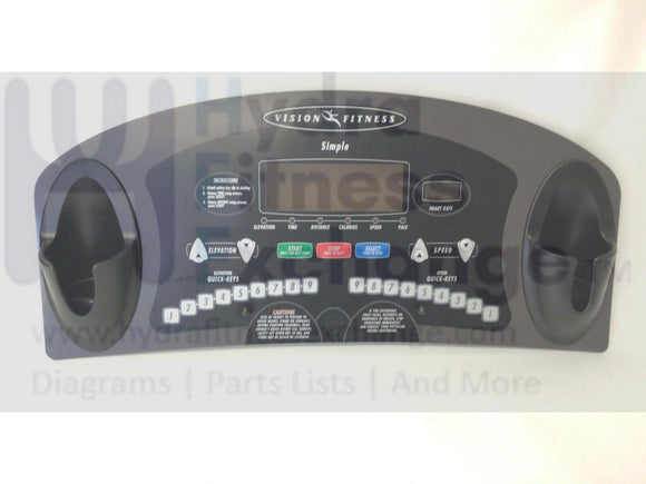 Vision Fitness T9200 Treadmill Display Console Overlay Keypad Simple 016335-ZUP-hydrafitnessparts