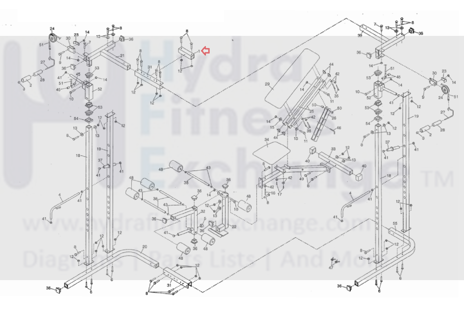 Weider Inversion System Weider Pro 545 Strength System Center Frame Extension 139870 ...