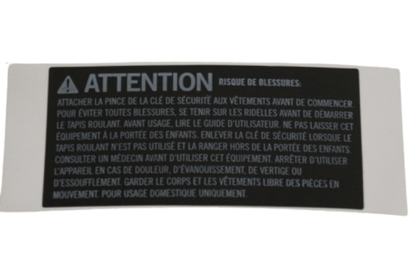 Horizon Fitness 2.7AT 3.3AT 5.3AT 7.3AT 7.8AT T202 Treadmill Warning Label 1000217183 - hydrafitnessparts