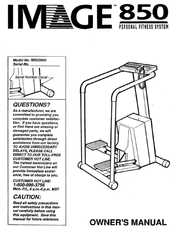 Image 850 - IM523000 Stepper Step Owners Manual 102951 - hydrafitnessparts