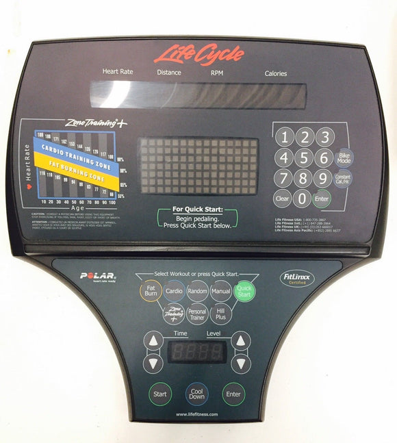 Life Fitness 95R 9500 HR Recumbent Bike Display Console Panel & PCB LifeCycle - fitnesspartsrepair