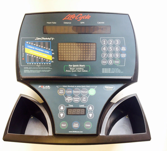 Life Fitness Upright Bike 9500 HR 95c Display Console Panel & PCB LifeCycle - fitnesspartsrepair