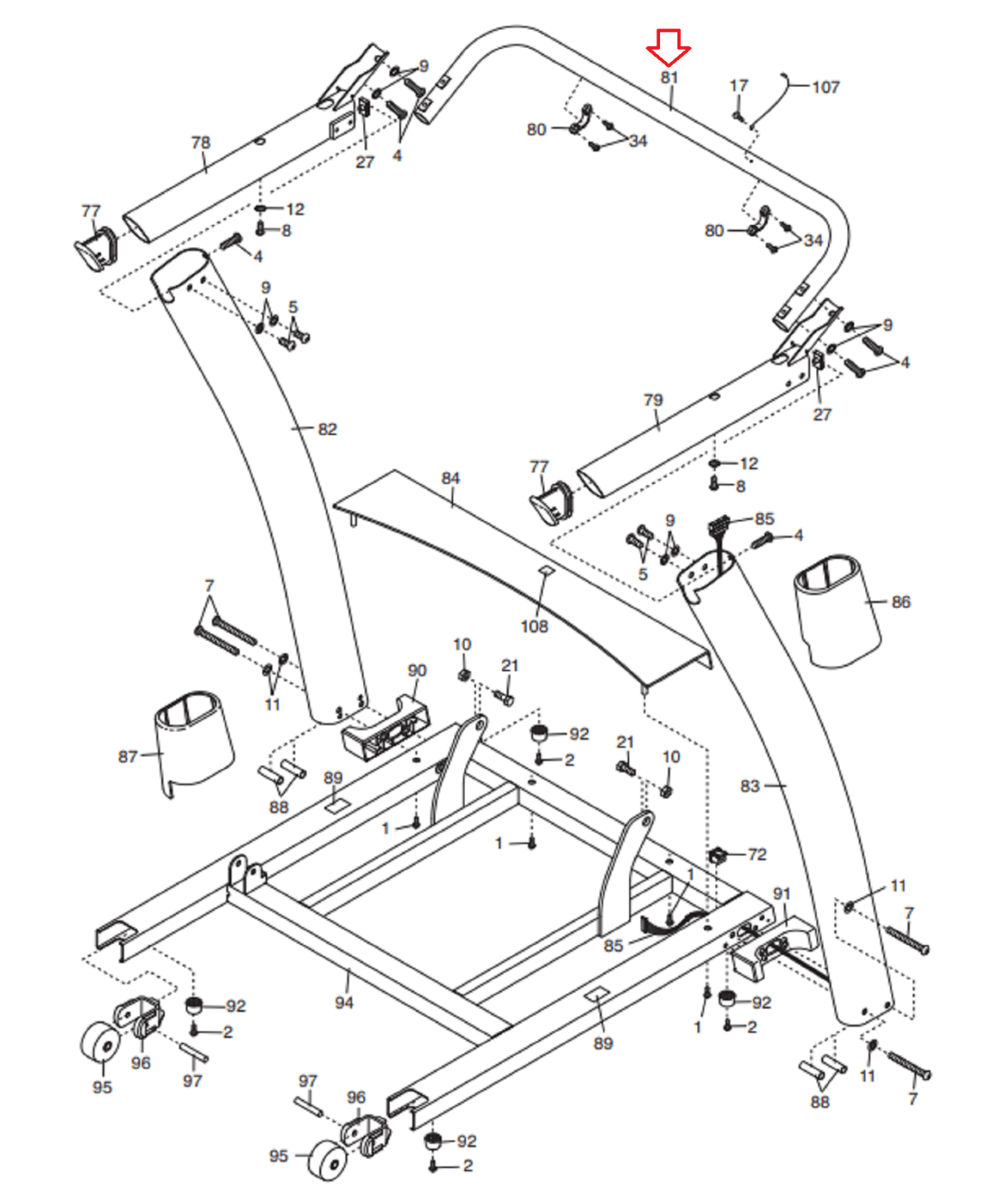 NordicTrack A2550 A2750 Pro T14.0 Treadmill Console Frame 283992 hydrafitnessparts