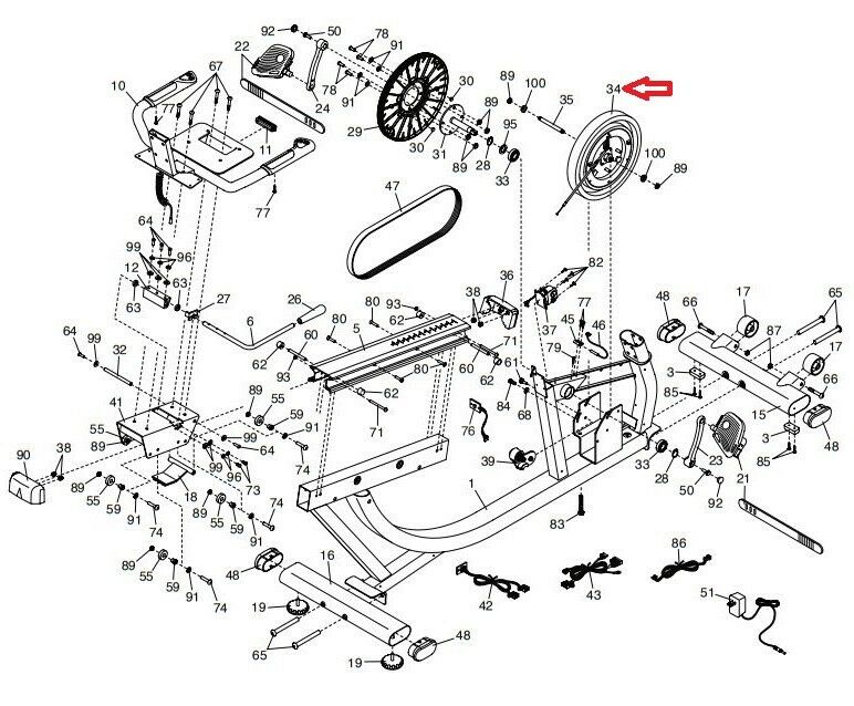 NordicTrack Recumbent Bike Magnetic Resistance Eddy Brake Mechanism 36 ...