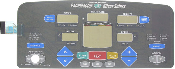 Pacemaster Pacemaster Silver Select Console Overlay (membrane) - fitnesspartsrepair