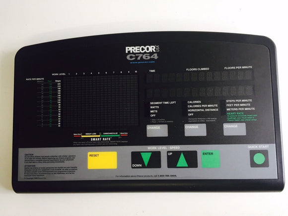 Precor C764 764 Stepper Climber Step Machine Display Console Board + Overlay - fitnesspartsrepair