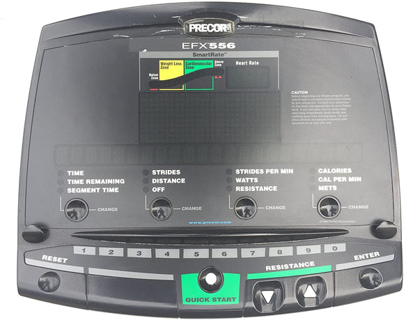 Precor EFX 556 Self Powered Elliptical PCA Full Display Console Overlay + Board - fitnesspartsrepair