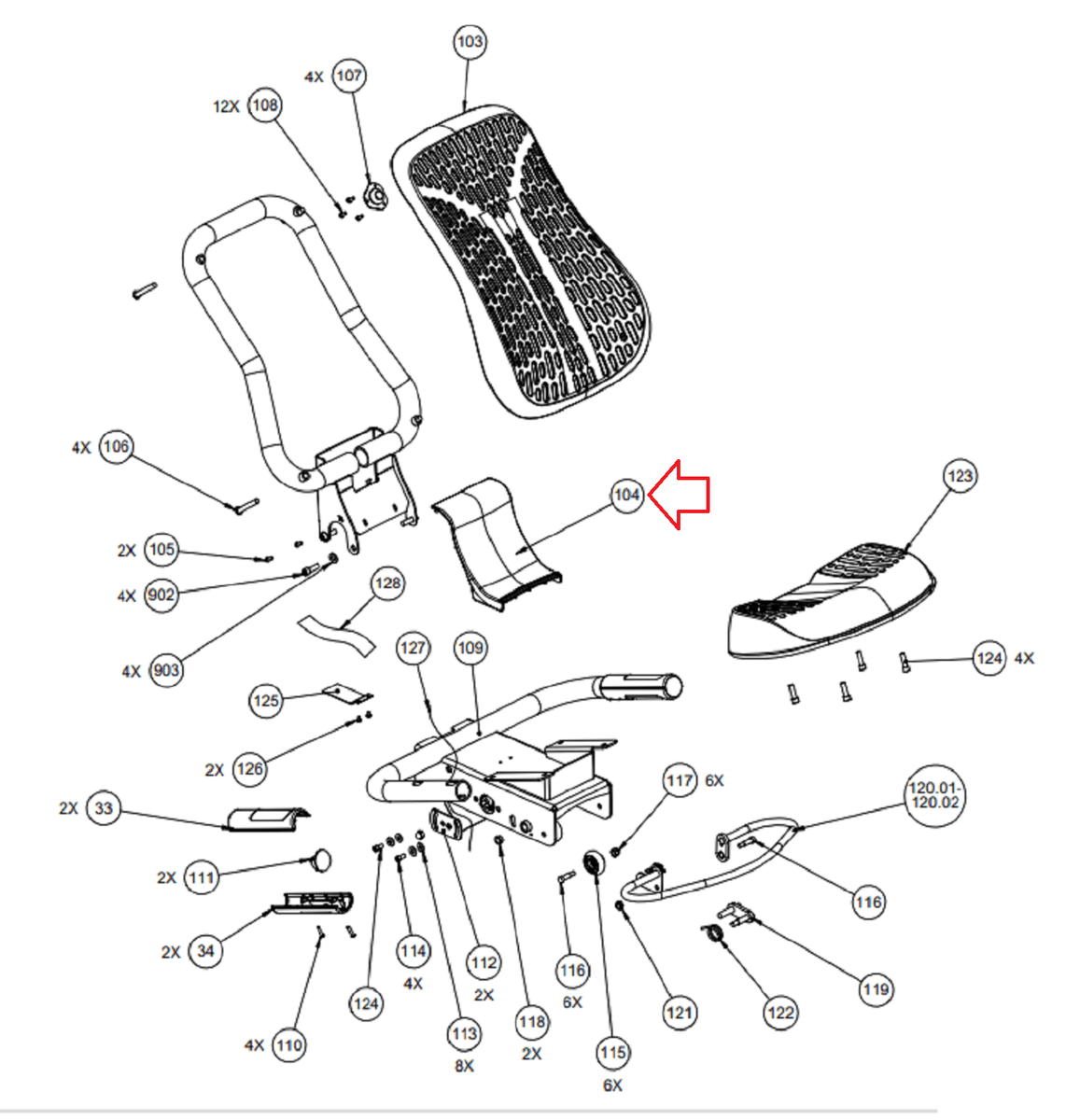 Precor RBK 815 885 10 Recumbent Bike Seat Back Bracket Cover PPP000000 ...