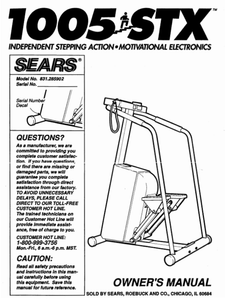 ProForm 1005 STX - 831.285902 Stepper Step Owner Manual 107590 - hydrafitnessparts