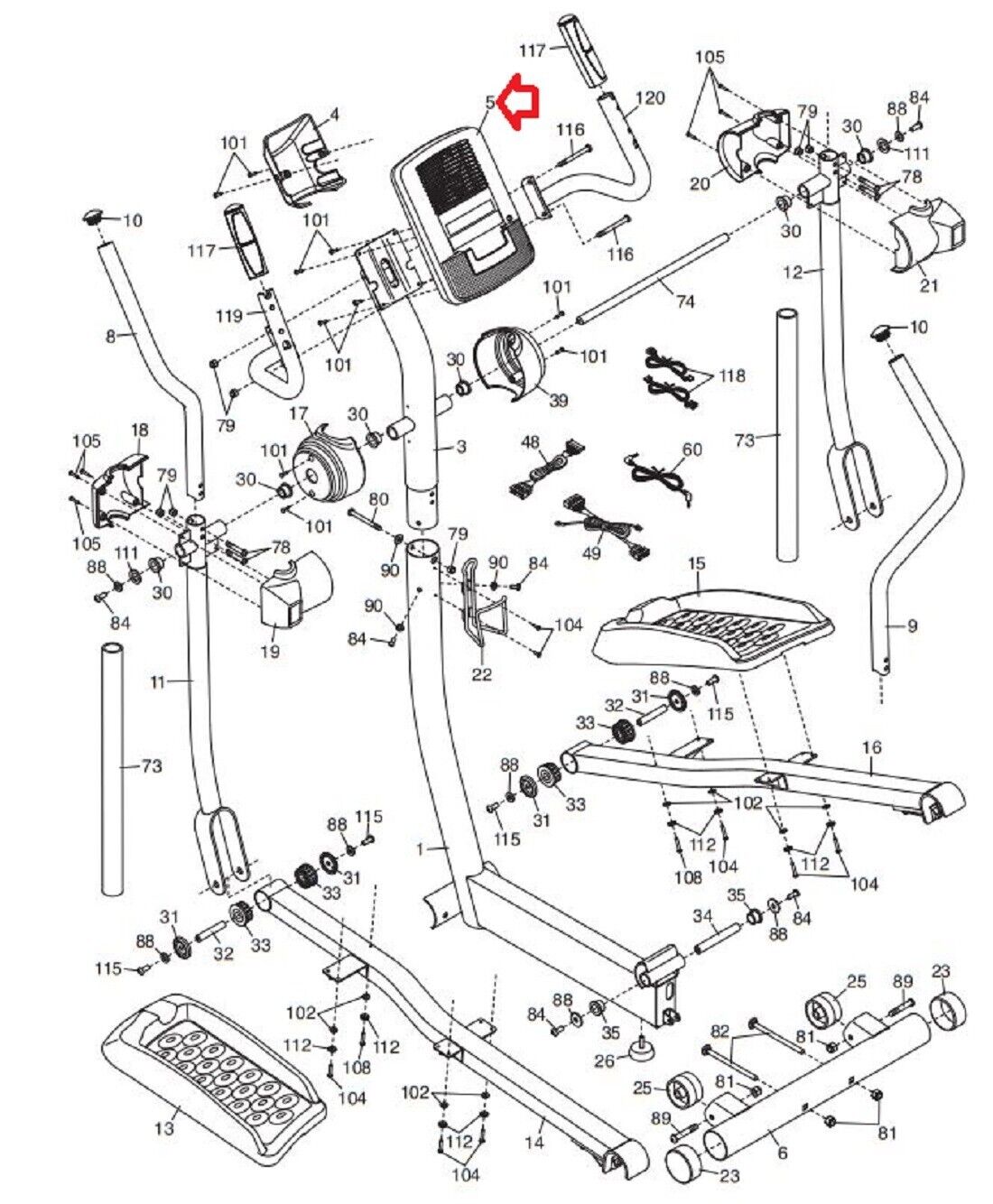 Proform 500 LE PFEL049100 PFEL049101 Elliptical Display Console